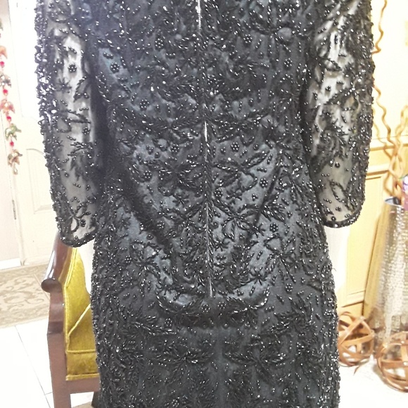 Gorgeous Elsie Tu Black Beaded Dress/Wedding XS - Picture 5 of 6